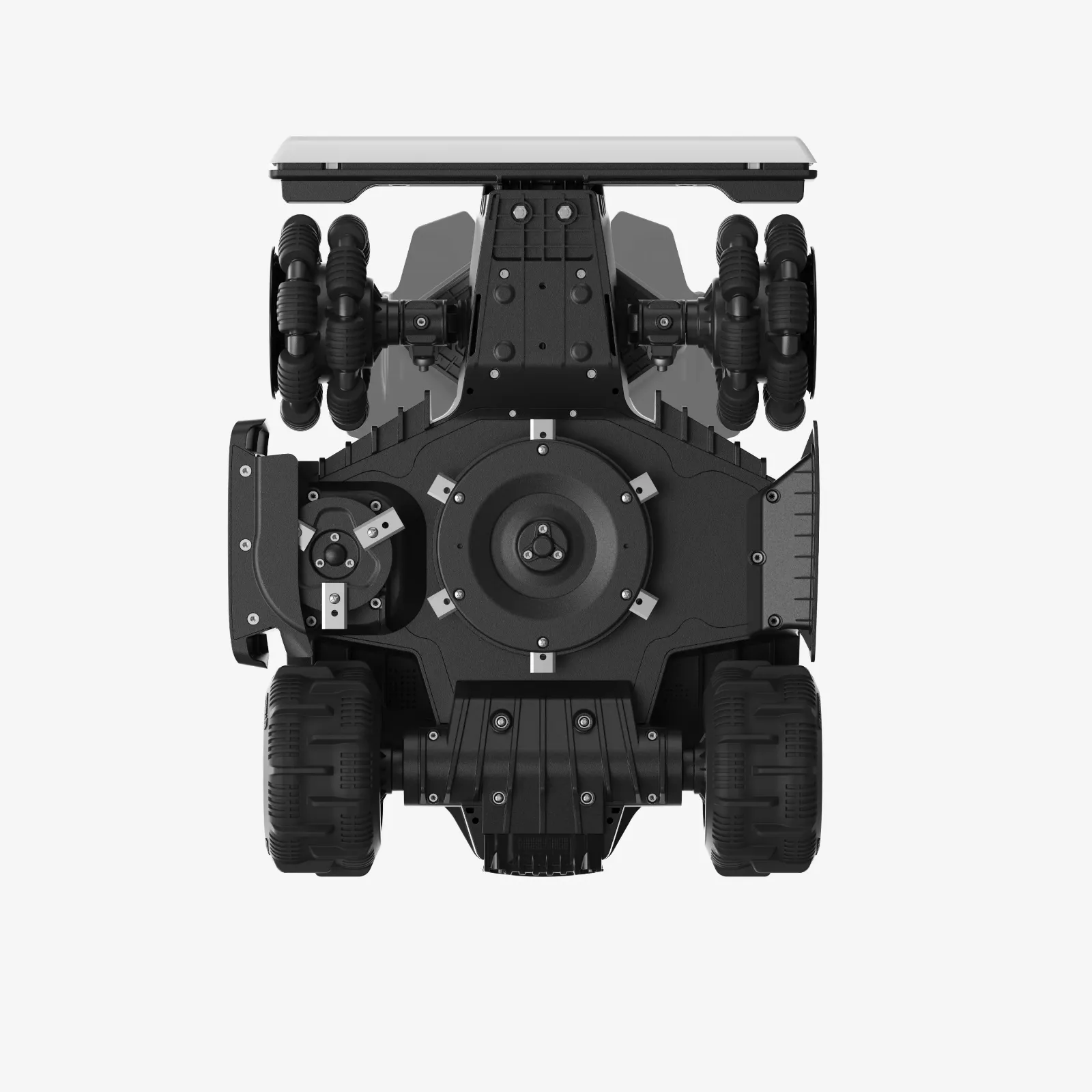 Spód Mammotion LUBA Mini 2 AWD z talerzem koszącym i bocznym dyskiem do cięcia przy krawędziach