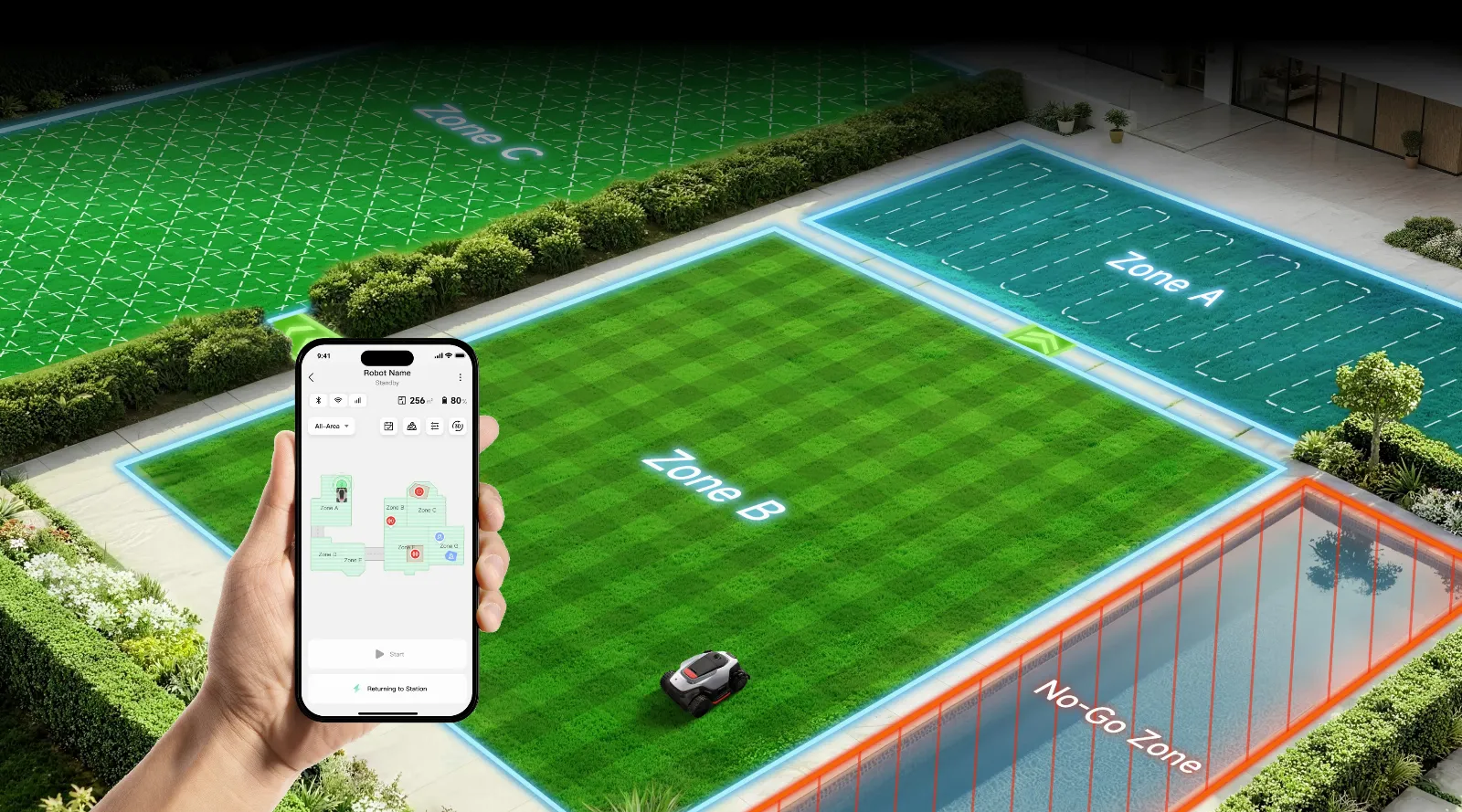 Pianificazione delle zone e zone No-Go con Dreame A3 AWD nell'app