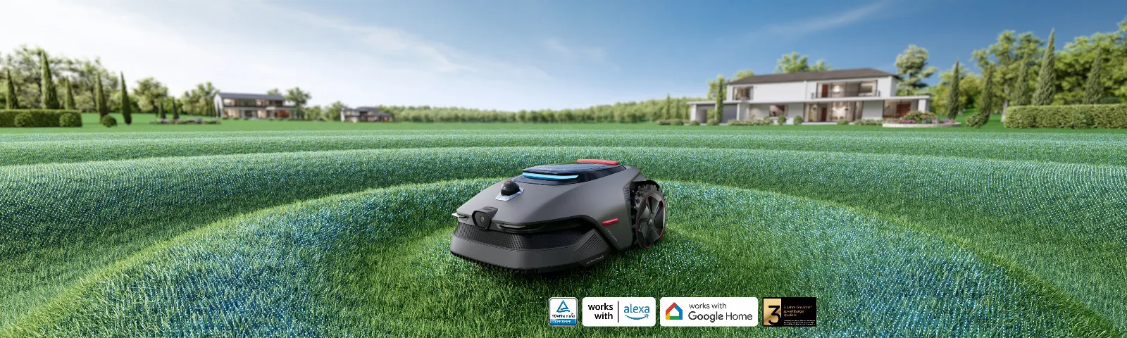 MOVA LiDAX Ultra mowing robot during systematic lane mowing