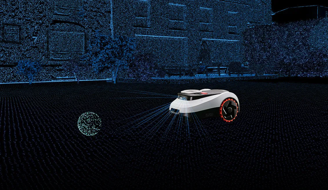 Segway Navimow i2 LiDAR avec navigation LiDAR visualisée dans le jardin